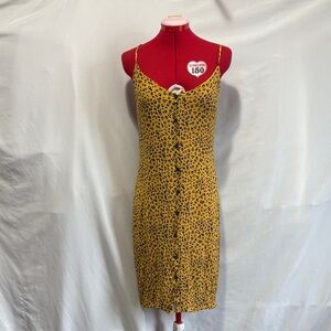 Leopard Print Yellow Dress XS187